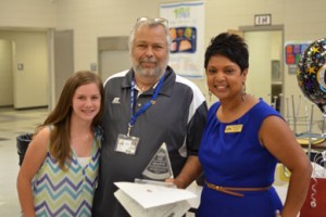 R.C. Edwards Middle School eighth-grade student Alyssa Howard wrote the winning essay in the Papa John’s Teacher Appreciation contest. She wrote about her seventh-grade social studies teacher, Tommy Wright. Howard and Wright were treated to a surprise pizza party recently. In her essay, Howard described Wright as a teacher who always listened to her and helped her understand social studies better. She said, “I did not enter this contest for me. I entered for Wright.” Howard considers Wright family and even asked him to be her grandfather. The Edwards faculty is proud of Howard for writing the winning essay and proud of having a giving, respected teacher such as Wright.