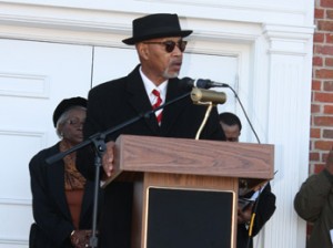 Rocky Nimmons/Courier Pickens City Councilman Fletcher Perry reflected on Pickens’ past during Monday’s Martin Luther King Jr. Day celebration at the Pickens County Courthouse. 