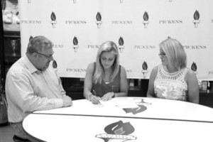 Becky Tarone was joined by her mother, Theresa Wood, and father, Tony Tarone, when she signed her letter of intent earlier this month to run track and cross-country at SWU.