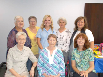 Pictured are members of the executive board of the Sarlin Library — Jean Thomas, Mel Avery, Lisa Carpenter, Lynn Baker, Carole Andrews, Kasey Swords, Hayne Meyerson and Tracy Morgan. Not pictured is Kathlyn Albertson.