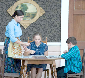 Russell Brinson/Photo Actors perform in a production of “Our Town” over the weekend at Enrapt, a new artistic concept at the Bradley-Boggs House in downtown Pickens.