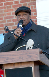 Rocky Nimmons/Courier New Foundation Missionary Baptist Church pastor Alphonso Houston speaks at Monday’s Martin Luther King Jr. Day celebration in Pickens.