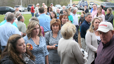 Rocky Nimmons/Courier Dozens of people were left outside during a thunderstorm at Monday night’s Pickens County School Board meeting.