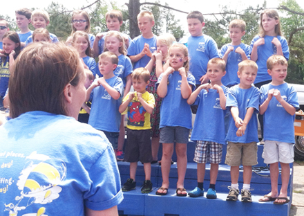 Jason Evans/Courier The youngest students at A.R. Lewis sang a special song, “You’ve Got a Friend in Me,” during the celebration day program.  