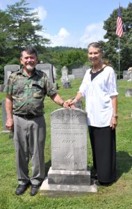 Author and wife, Elaine, at the grave of author's great, great, great, great, grandmother.