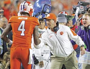 Rex Brown/Courtesy The Journal Clemson coach Dabo Swinney and quarterback Deshaun Watson are aiming to take the Tigers back to the College Football Playoff. 