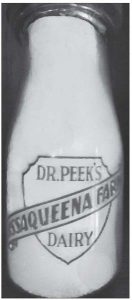 Collectors seek them today, and it is indeed a rarity to find one of these glass bottles emblazoned with DR. PEEK’S ISSAQUEENA FARMS DAIRY across its middle. Full of fresh, tasty pasteurized milk through the 1920s, 1930s and into the early 1940s, they graced hundreds of rural and city dinner tables. This half-pint bottle was given to author Jerry Alexander many years ago by Mrs. David Peek of Pickens, daughter-in-law of the late physician and dairy owner. Luckily, an occasional bottle sometimes may still be found in area antique shops across Pickens County.