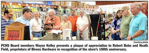 Bivens Hardware recognized by Pickens County Historical Society