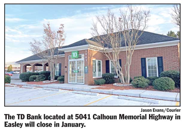 TD Bank closing one Easley branch